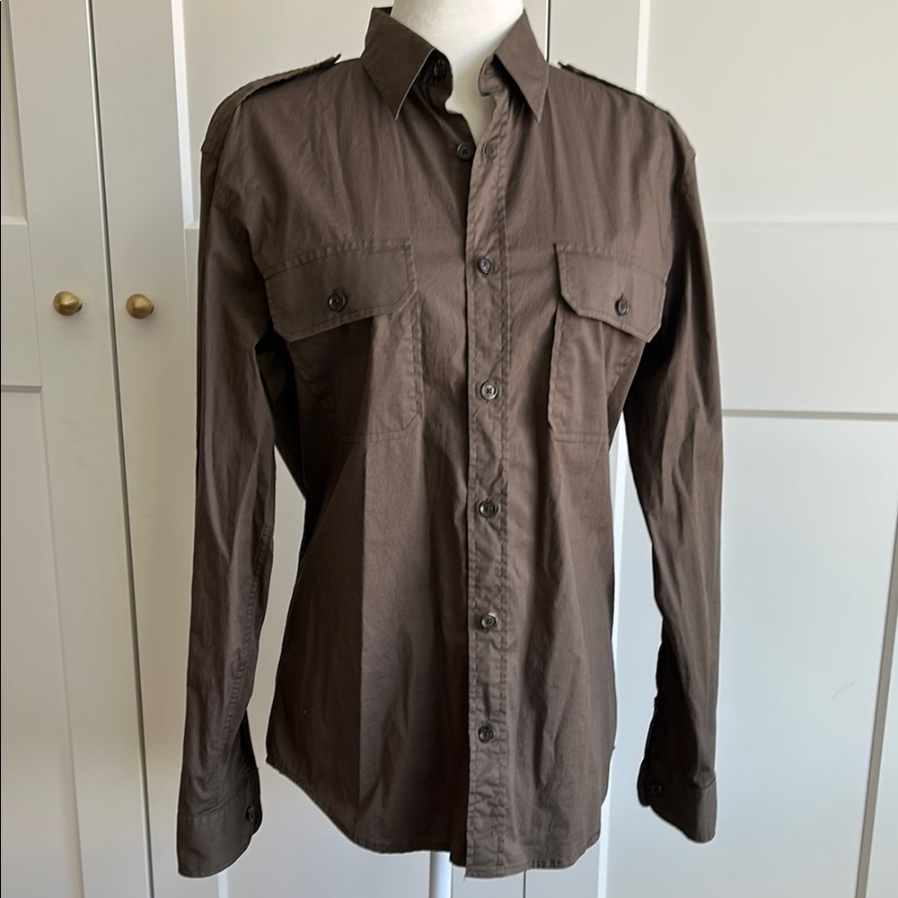Ralph Lauren Black Label Olive Green Military Shirt | Medium